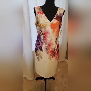 Andrew Marc Multicolor Floral on White Dress